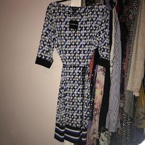 LIZ CLAIBORNE blue multi sheath dress